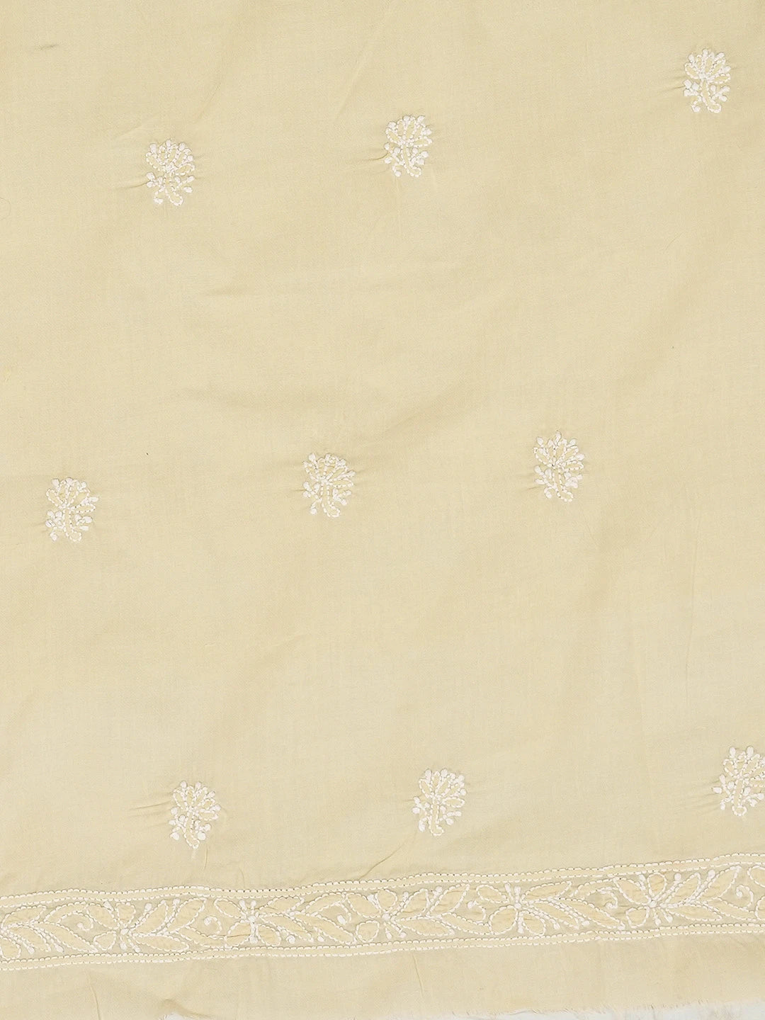 Ada Hand Embroidered Beige Cotton Lucknowi Chikankari Unstitched Men's Kurta Piece 01A706146