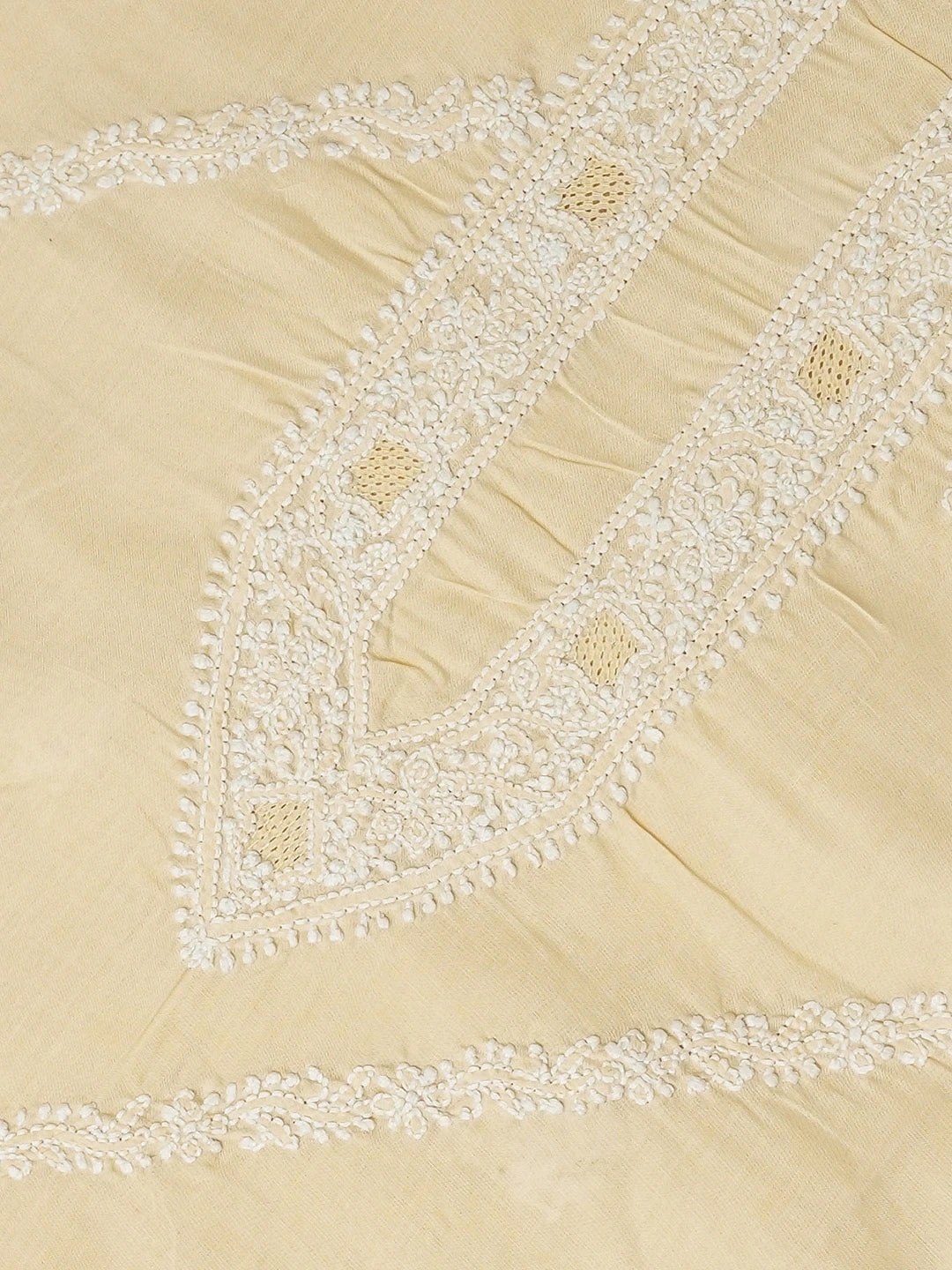 Ada Hand Embroidered Beige Cotton Lucknowi Chikankari Unstitched Men's Kurta Piece 01A706146