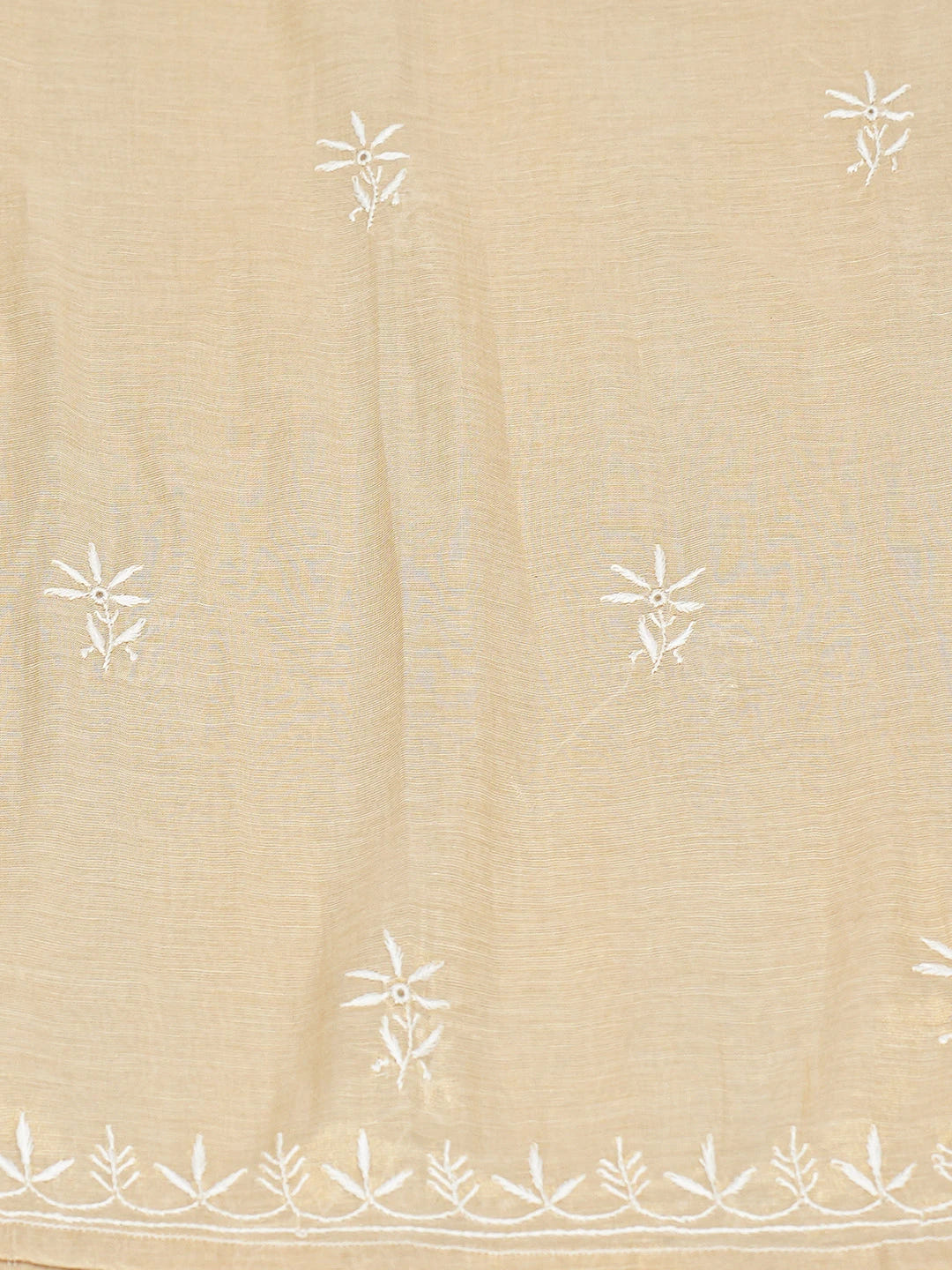 Ada Hand Embroidered Fawn Tissue Lucknowi Chikankari Semi-Stitched Kurta Dupatta Set 01A718037