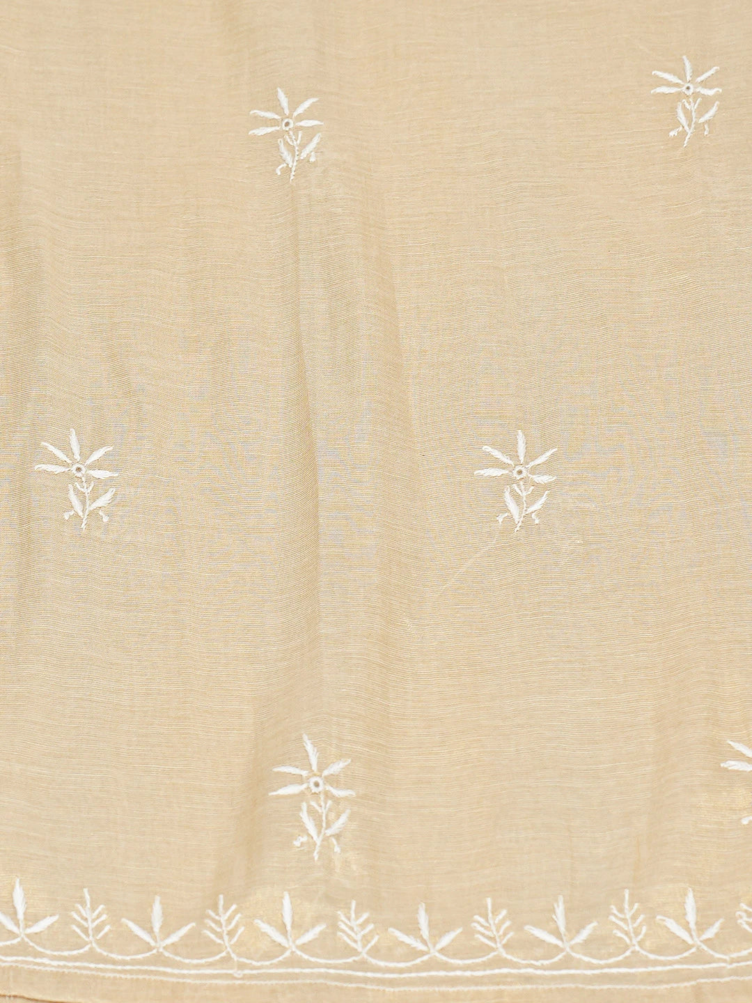 Ada Hand Embroidered Fawn Tissue Lucknowi Chikankari Semi-Stitched Kurta Dupatta Set 01A718037