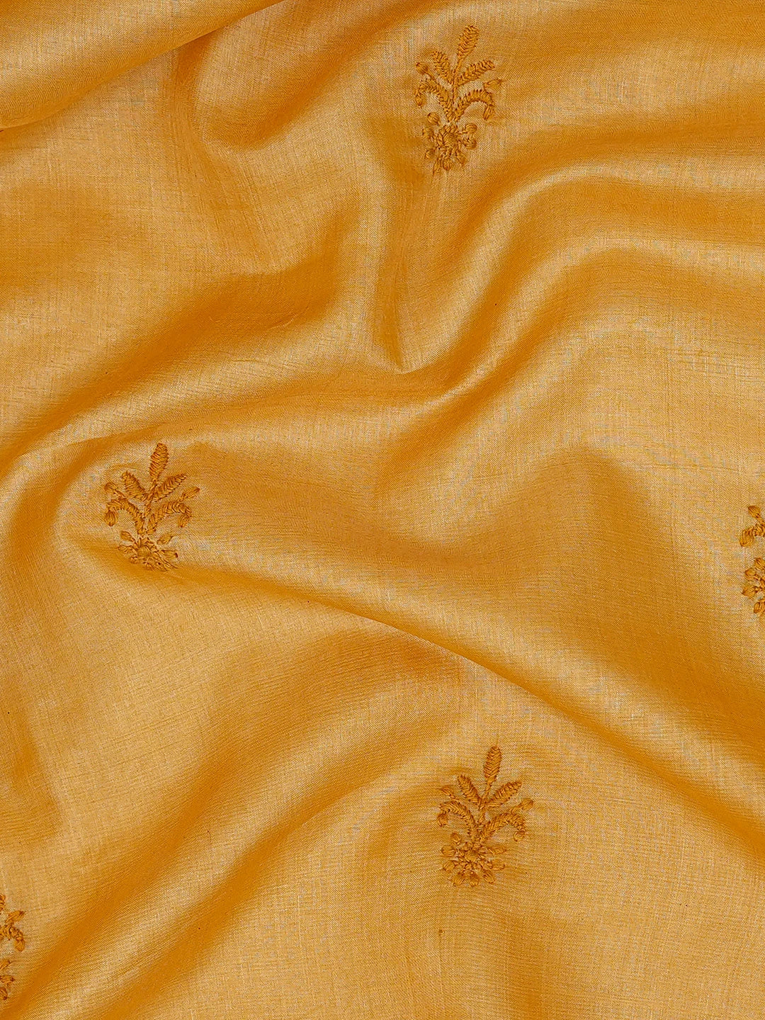 Ada Hand Embroidered Mustard Silk Lucknowi Chikankari Unstitched Men's Kurta Piece 01A722441