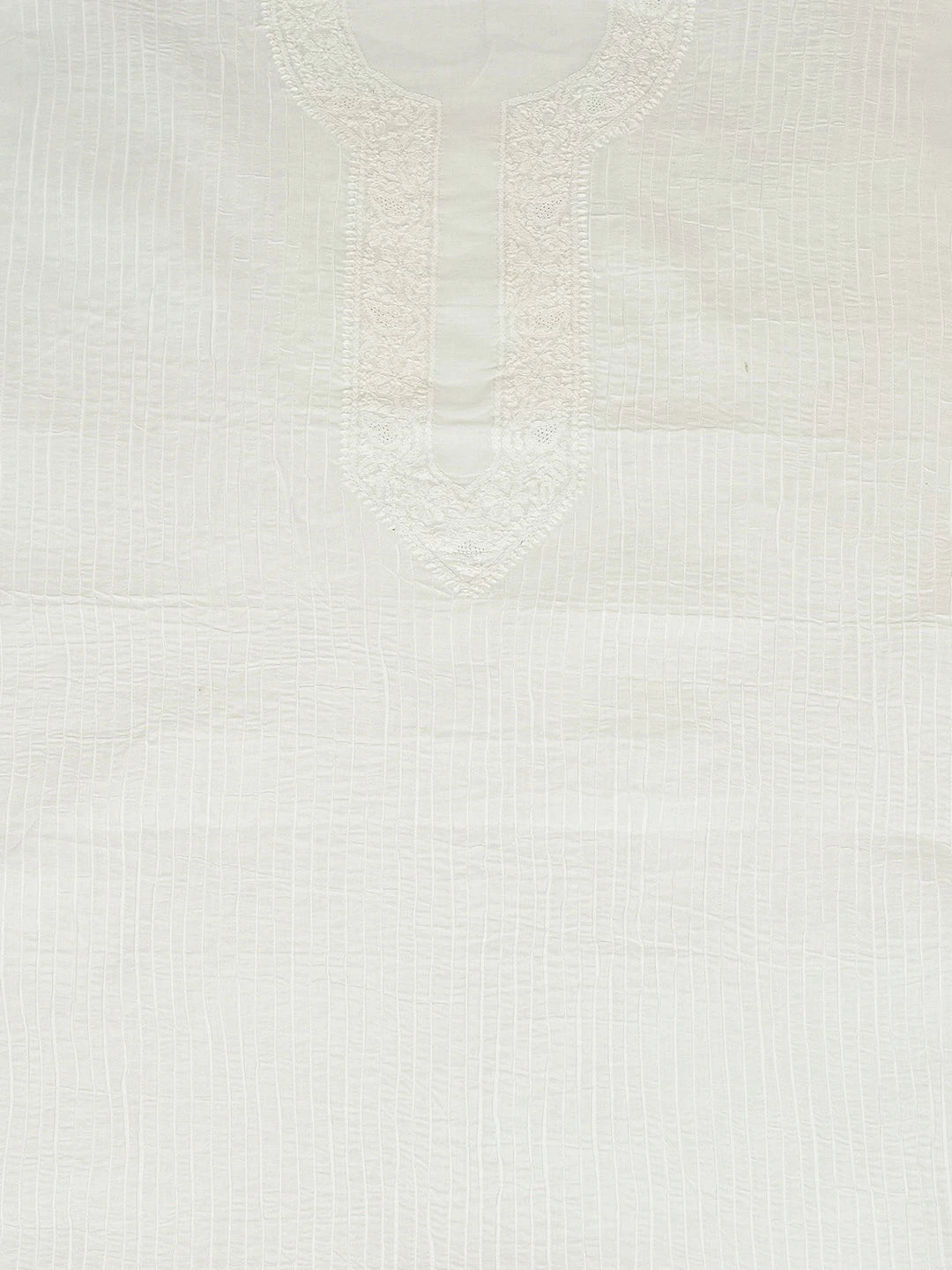 Ada Hand Embroidered White Cotton Lucknowi Chikankari Unstitched Men's Kurta Piece 01A708888