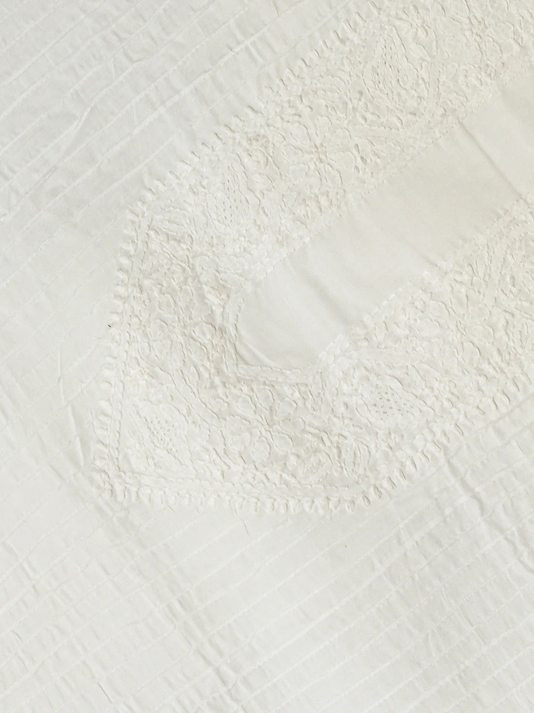 Ada Hand Embroidered White Cotton Lucknowi Chikankari Unstitched Men's Kurta Piece 01A708888