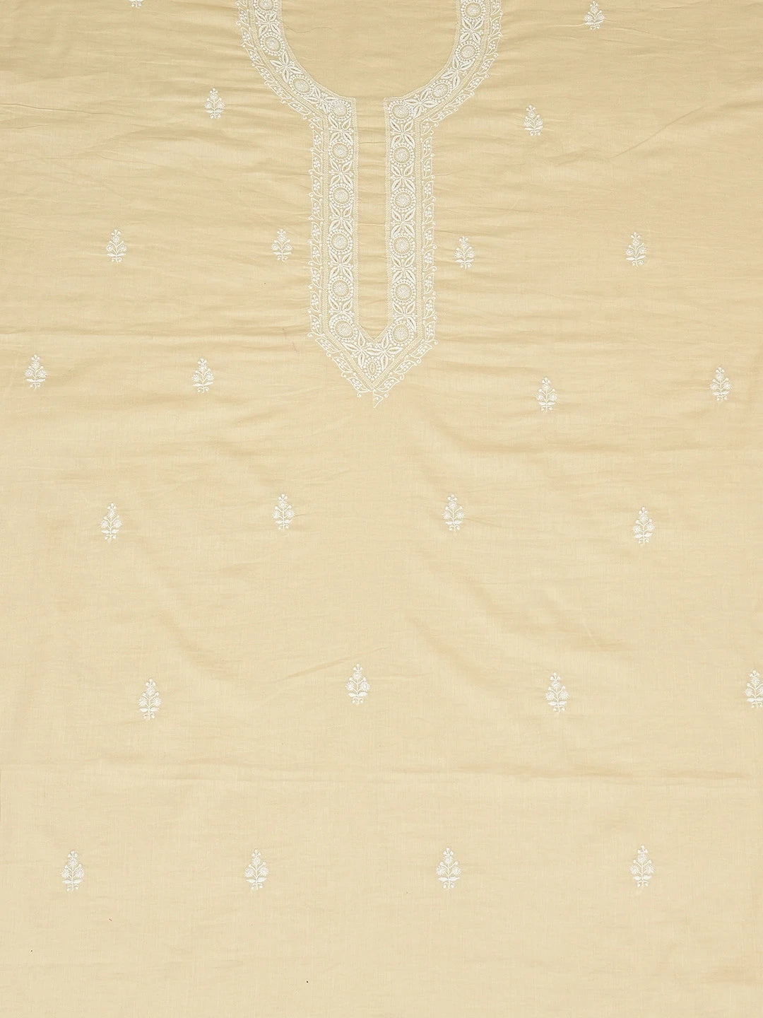 Ada Hand Embroidered Fawn Cotton Lucknowi Chikankari Unstitched Men's Kurta Piece 01A719094