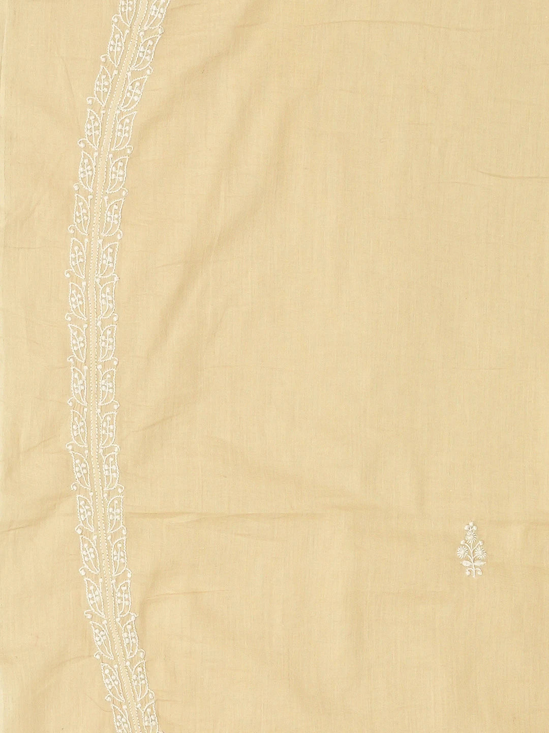Ada Hand Embroidered Fawn Cotton Lucknowi Chikankari Unstitched Men's Kurta Piece 01A719094