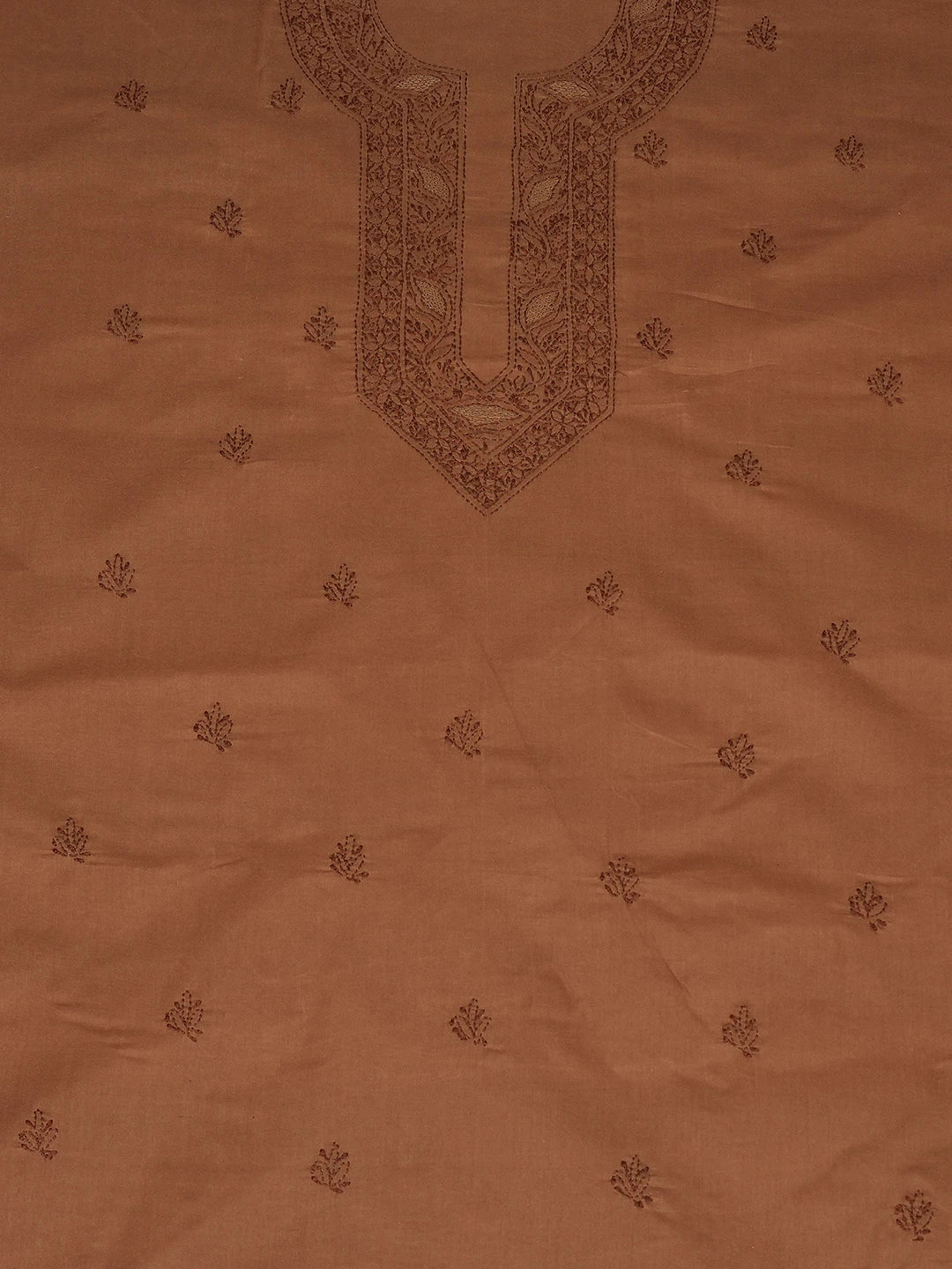 Ada Hand Embroidered Brown Cotton Lucknowi Chikankari Unstitched Men's Kurta Piece 01A661757