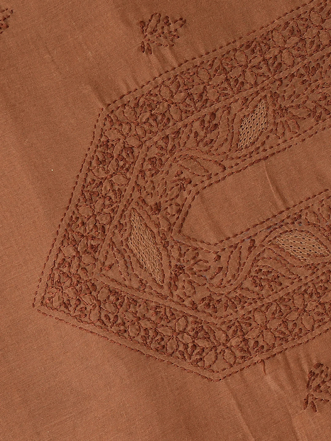 Ada Hand Embroidered Brown Cotton Lucknowi Chikankari Unstitched Men's Kurta Piece 01A661757