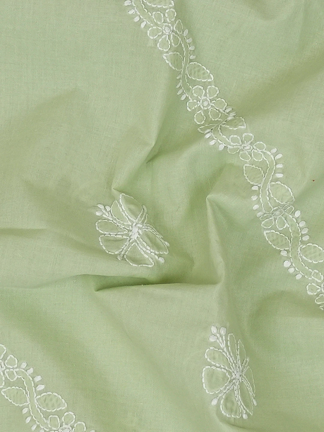 Ada Hand Embroidered Pista Green Cotton Lucknowi Chikankari Unstitched Men's Kurta Piece 01A706139