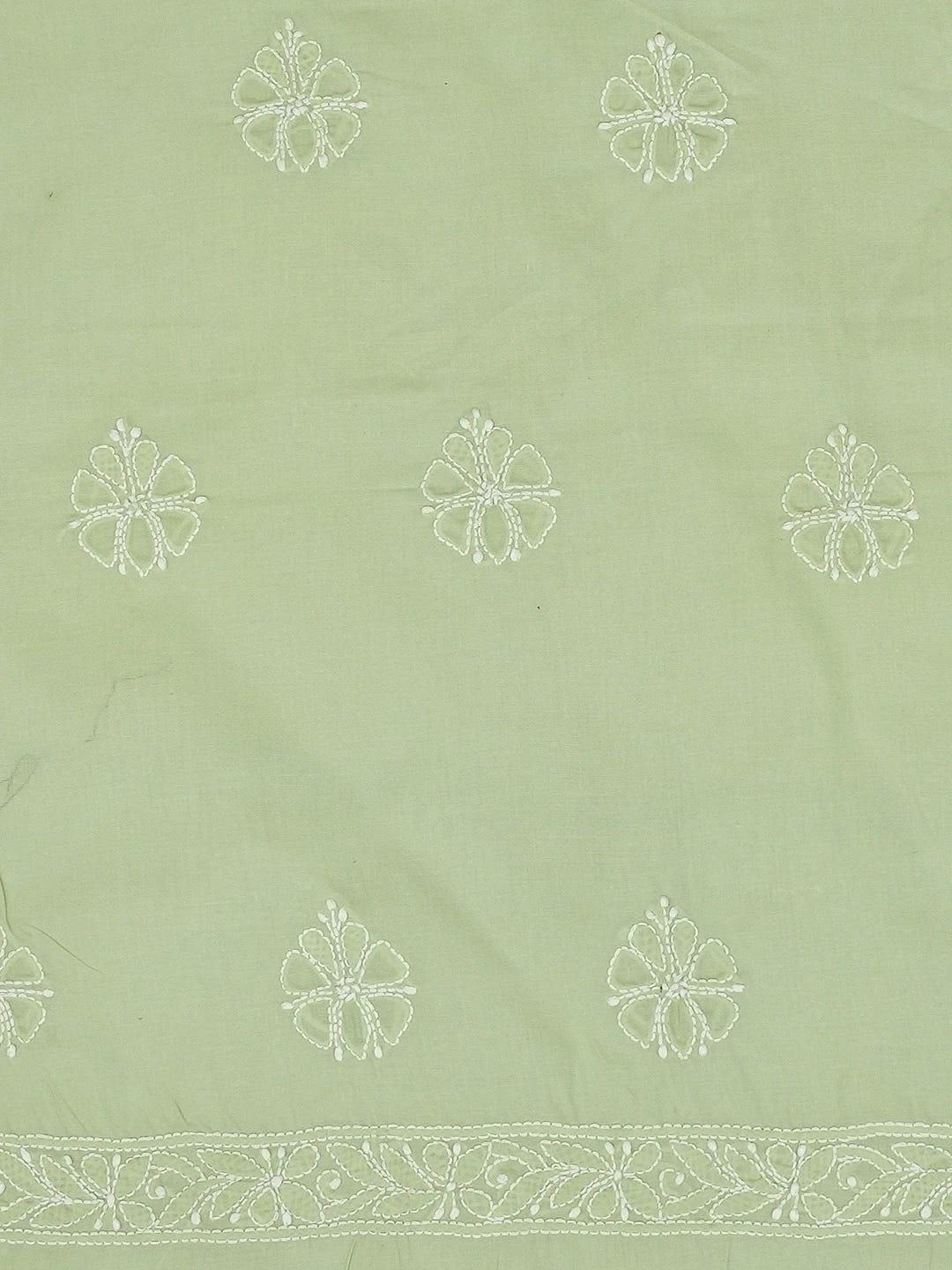 Ada Hand Embroidered Pista Green Cotton Lucknowi Chikankari Unstitched Men's Kurta Piece 01A706139