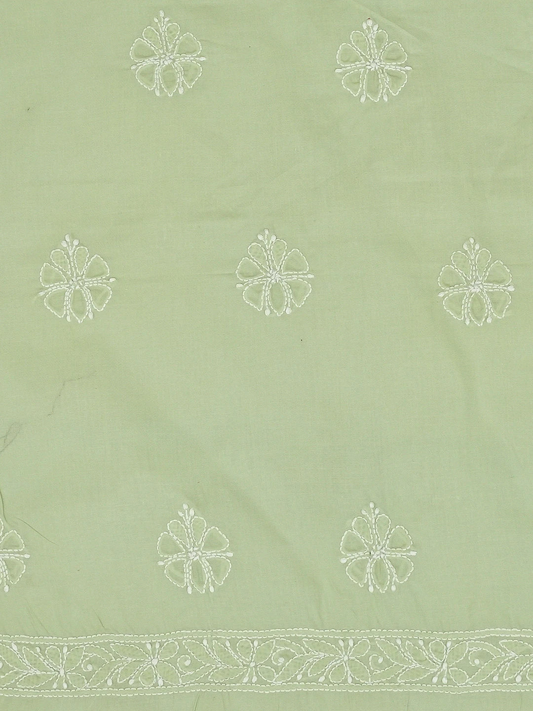 Ada Hand Embroidered Pista Green Cotton Lucknowi Chikankari Unstitched Men's Kurta Piece 01A706139
