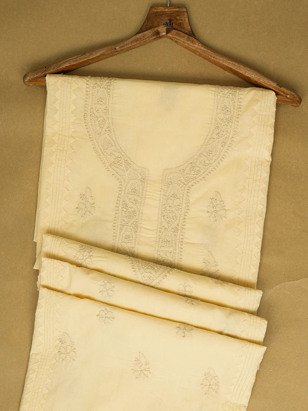Ada Hand Embroidered Wheat Beige Cotton Lucknowi Chikankari Unstitched Men's Kurta Piece 01A706058