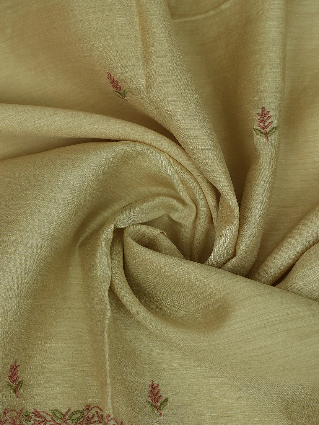 Ada Hand Embroidered Fawn Moonga Silk Lucknowi Chikankari Unstitched Kurta Dupatta Set 01A680753