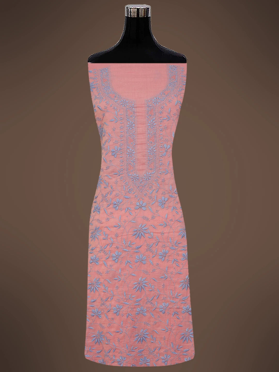 Ada Hand Embroidered Flamingo Pink Cotton Lucknowi Chikankari Unstitched Suit Piece 01A693501