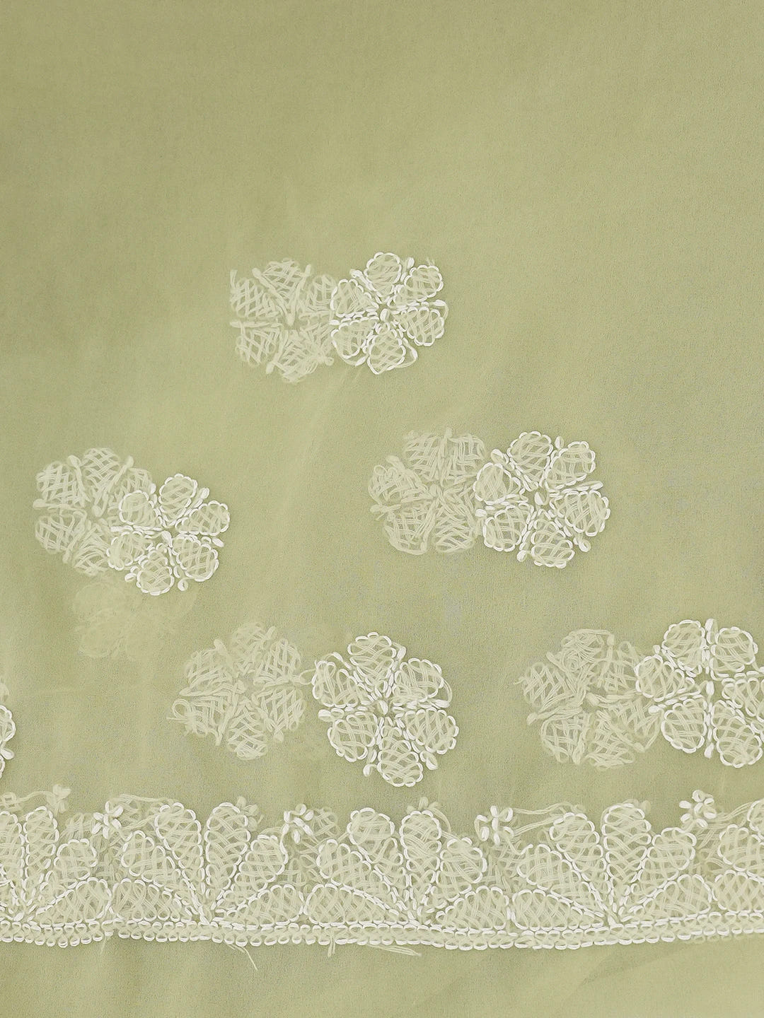 Ada Hand Embroidered Light Green Georgette Lucknowi Chikankari Saree and Blouse 01A719258