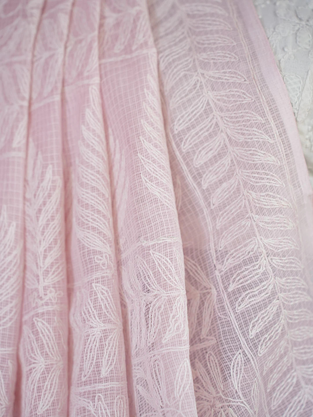 Ada Hand Embroidered Pink Kota Lucknowi Chikankari Saree and Blouse 01A711527