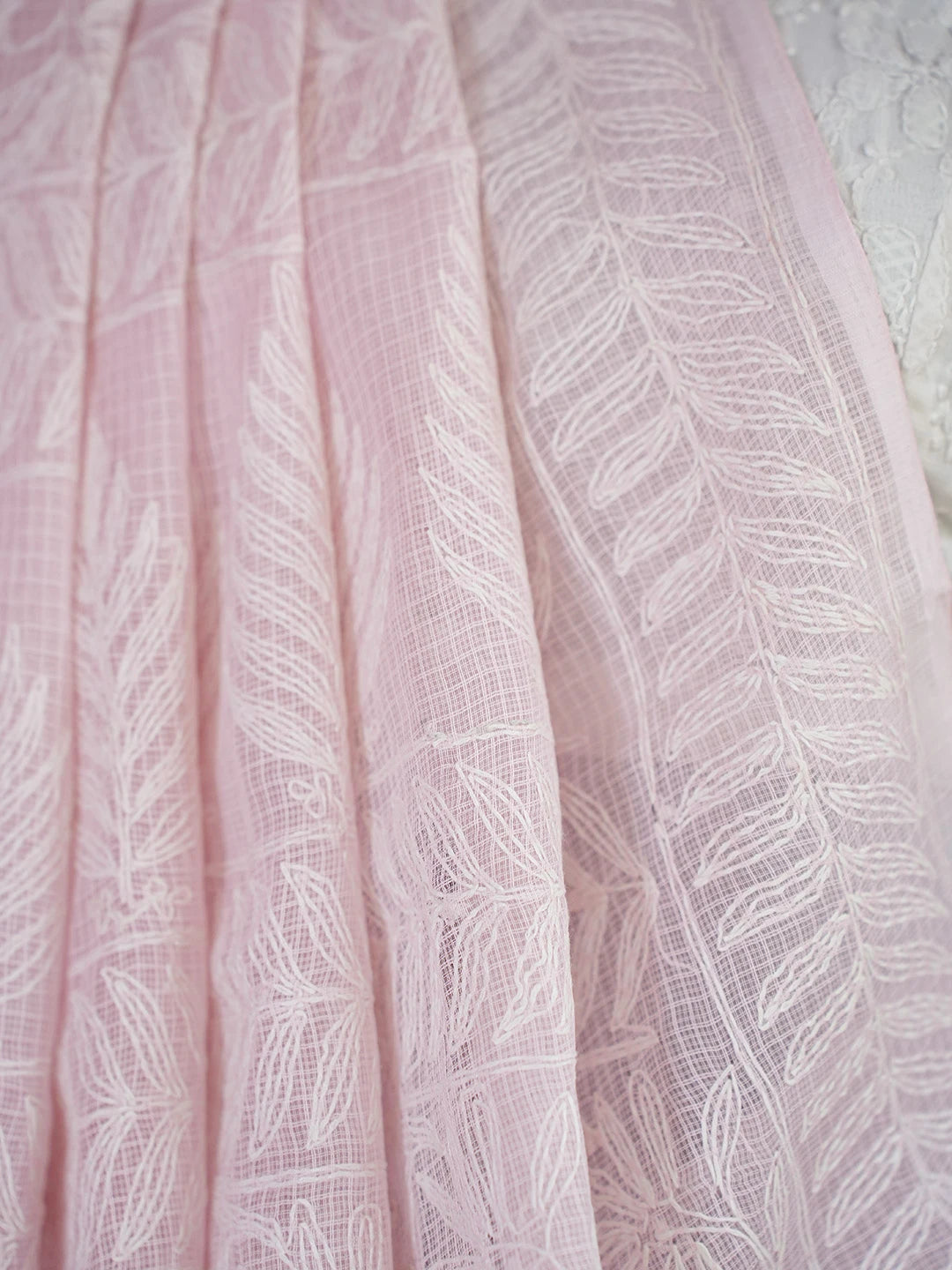 Ada Hand Embroidered Pink Kota Lucknowi Chikankari Saree and Blouse 01A711527