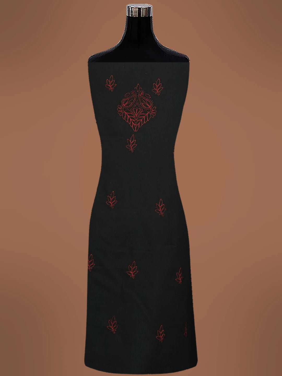 Ada Hand Embroidered Black Cotton Lucknowi Chikankari Unstitched Suit Piece 01A723485