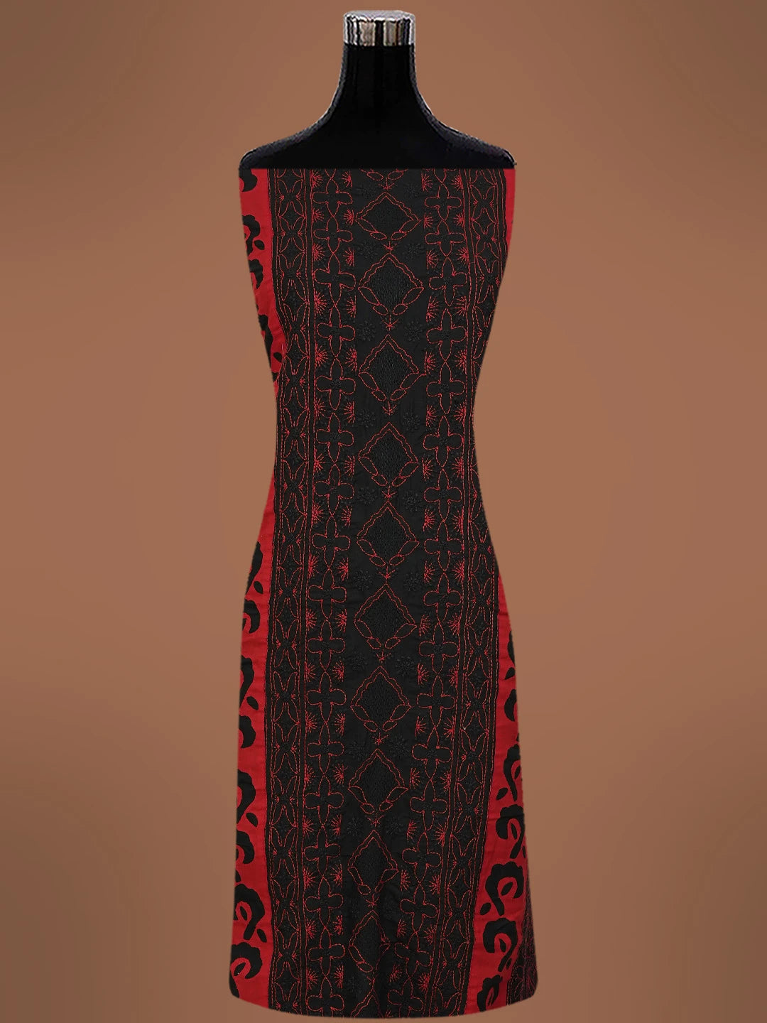 Ada Hand Embroidered Black Cotton Lucknowi Chikankari Unstitched Suit Piece 01A723485