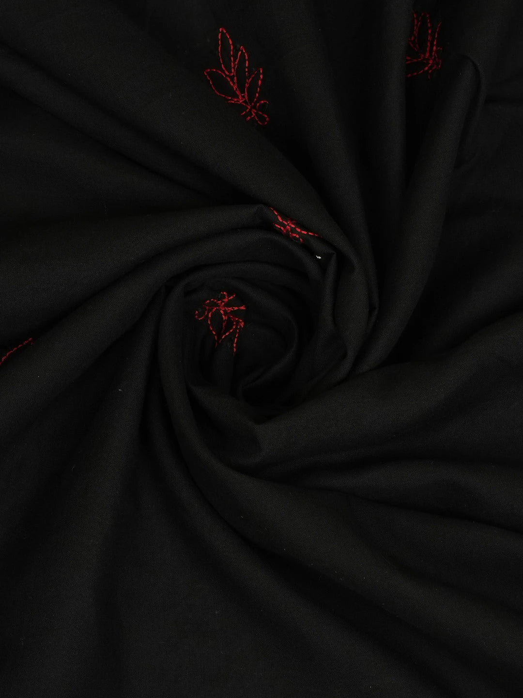 Ada Hand Embroidered Black Cotton Lucknowi Chikankari Unstitched Suit Piece 01A723485