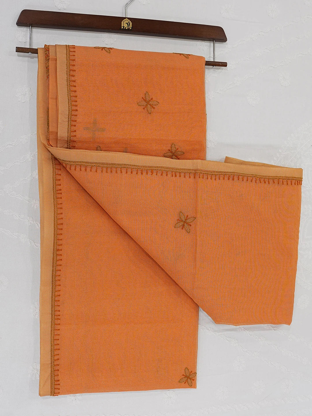 Ada Hand Embroidered Orange Super Net Lucknowi Chikankari Saree and Blouse 01A688538