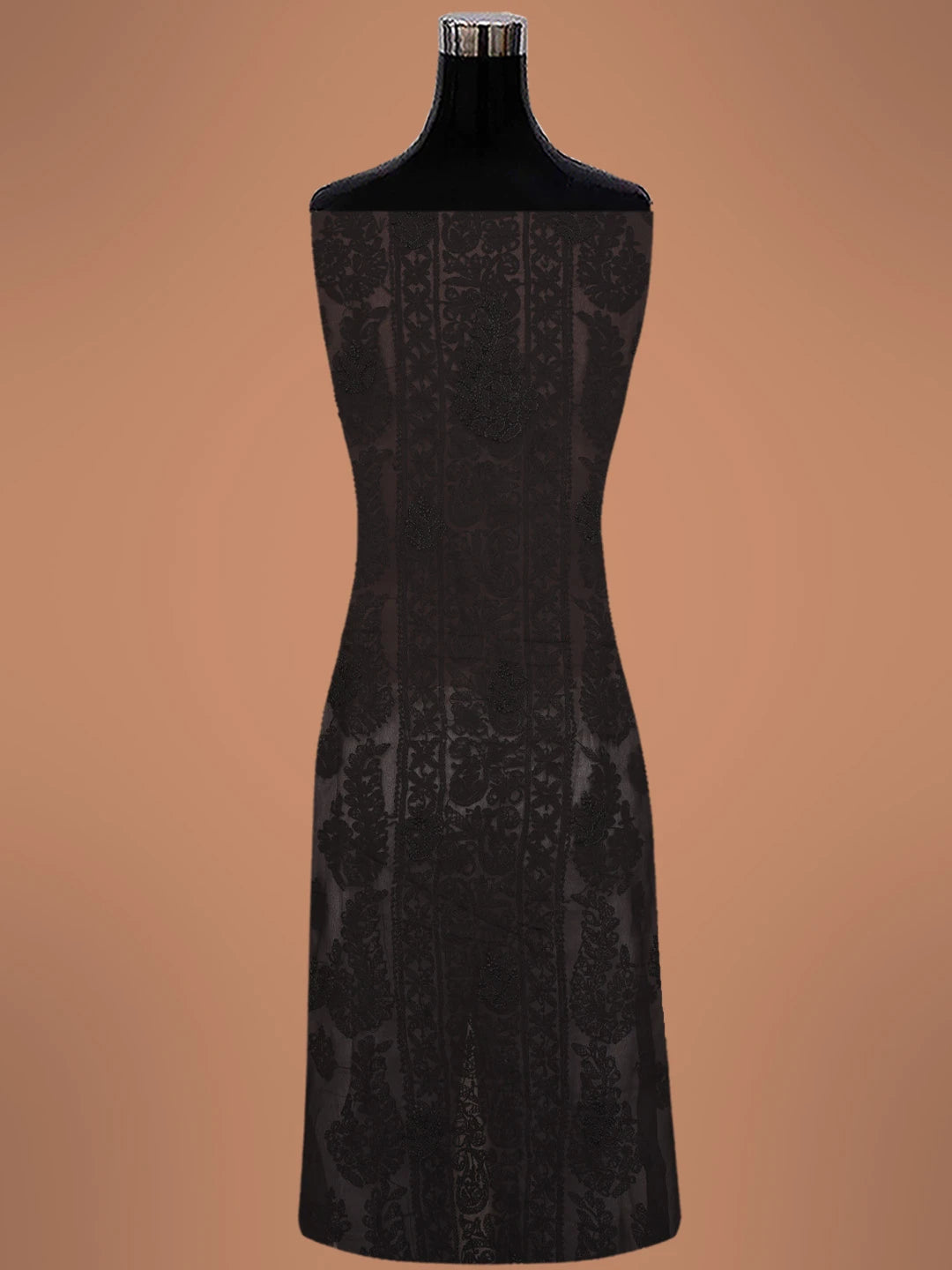 Ada Hand Embroidered Black Georgette Lucknowi Chikankari Unstitched Suit Piece 01A391124