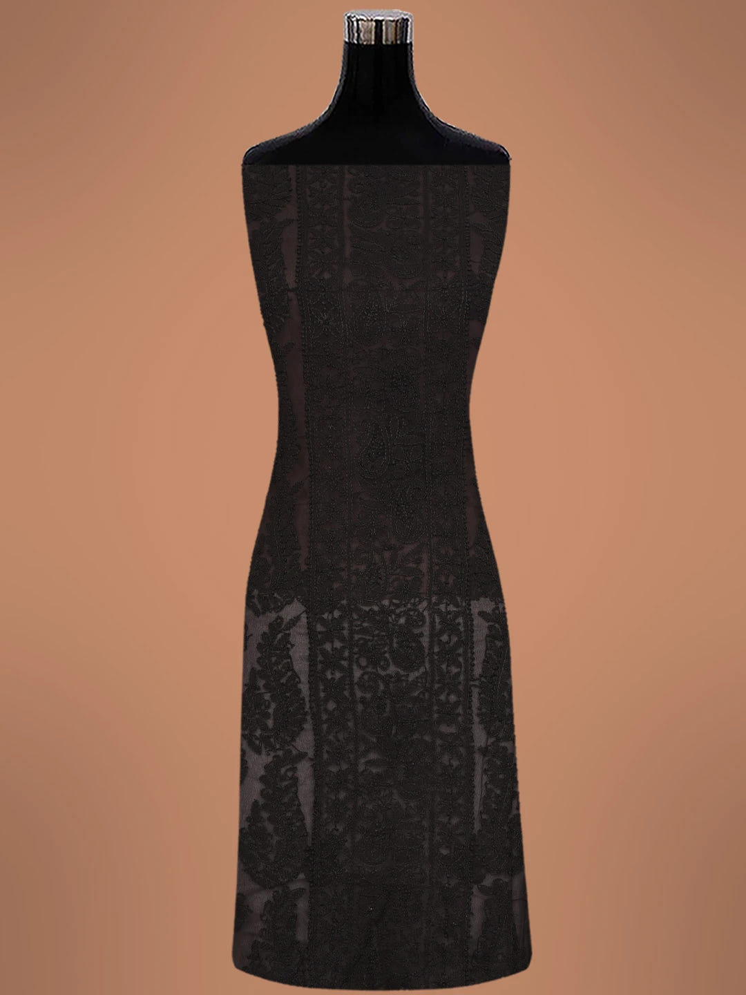 Ada Hand Embroidered Black Georgette Lucknowi Chikankari Unstitched Suit Piece 01A391124