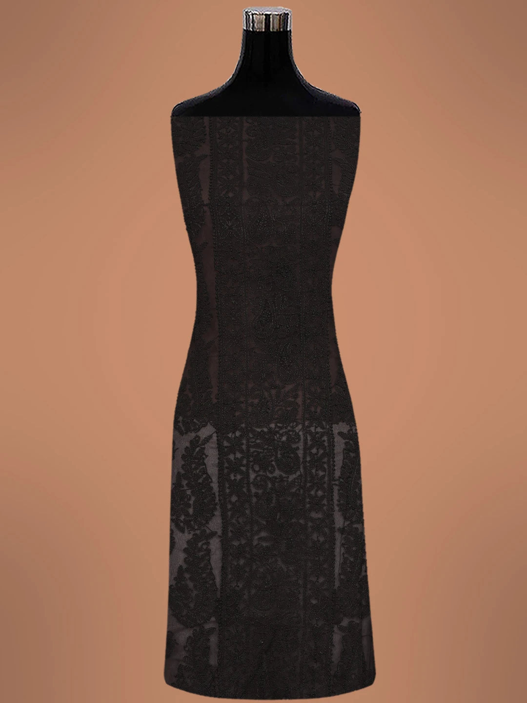 Ada Hand Embroidered Black Georgette Lucknowi Chikankari Unstitched Suit Piece 01A391124