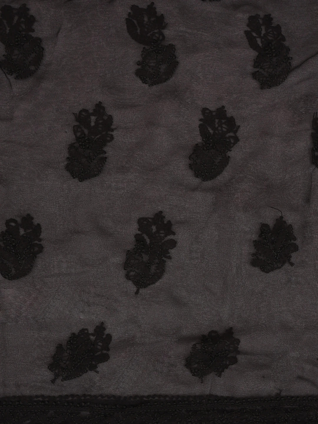 Ada Hand Embroidered Black Georgette Lucknowi Chikankari Unstitched Suit Piece 01A391124