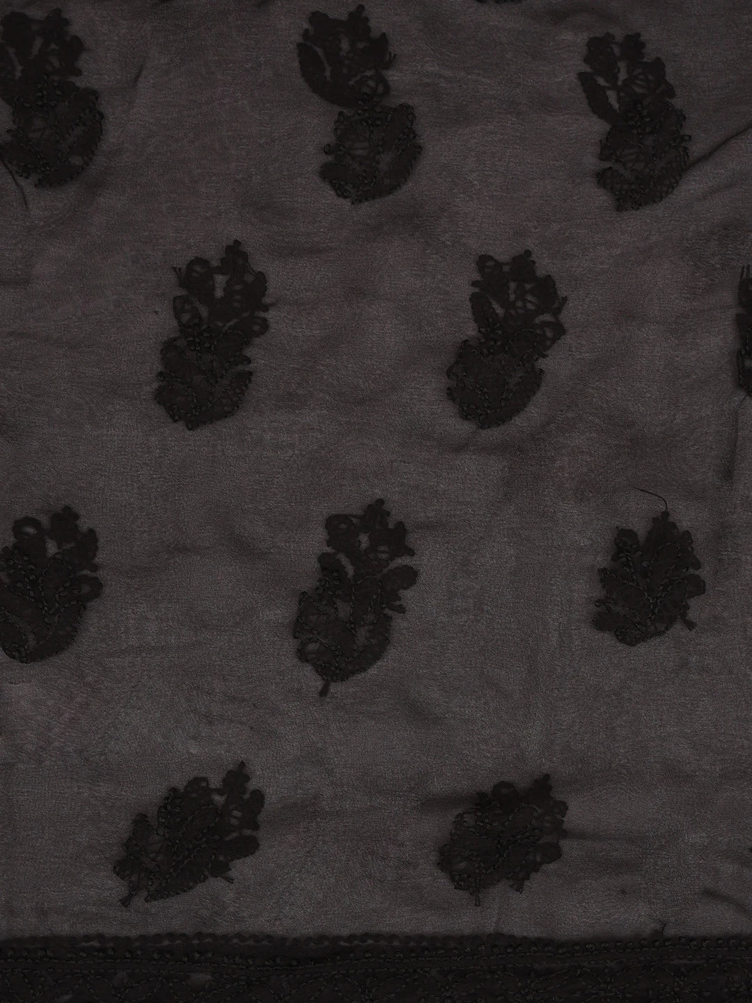 Ada Hand Embroidered Black Georgette Lucknowi Chikankari Unstitched Suit Piece 01A391124