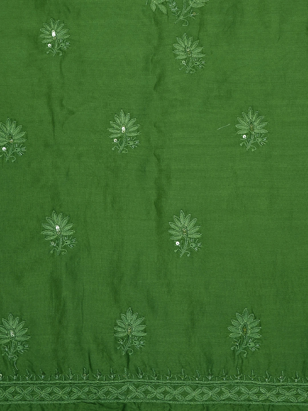 Ada Hand Embroidered Green Chanderi Lucknowi Chikankari Unstitched Kurta Dupatta Set With Cutdana Work 01A665704