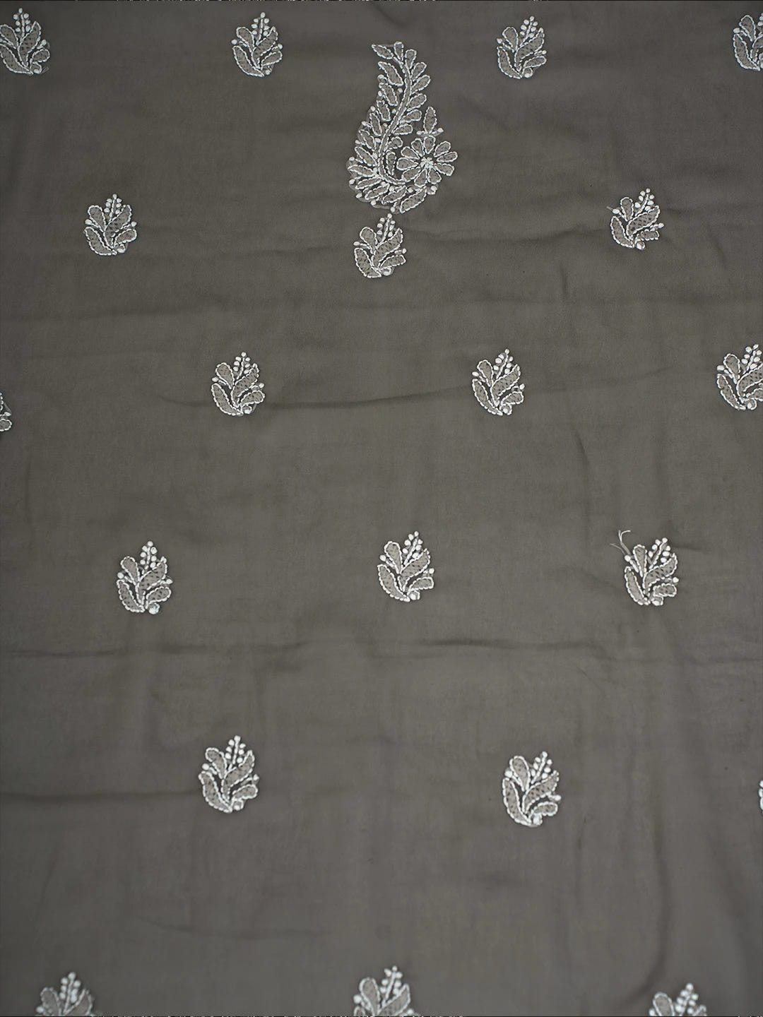 Ada Hand Embroidered Fossil Grey Georgette Lucknowi Chikankari Unstitched Suit Piece A211292