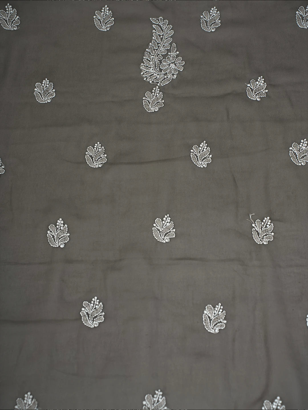 Ada Hand Embroidered Fossil Grey Georgette Lucknowi Chikankari Unstitched Suit Piece A211292