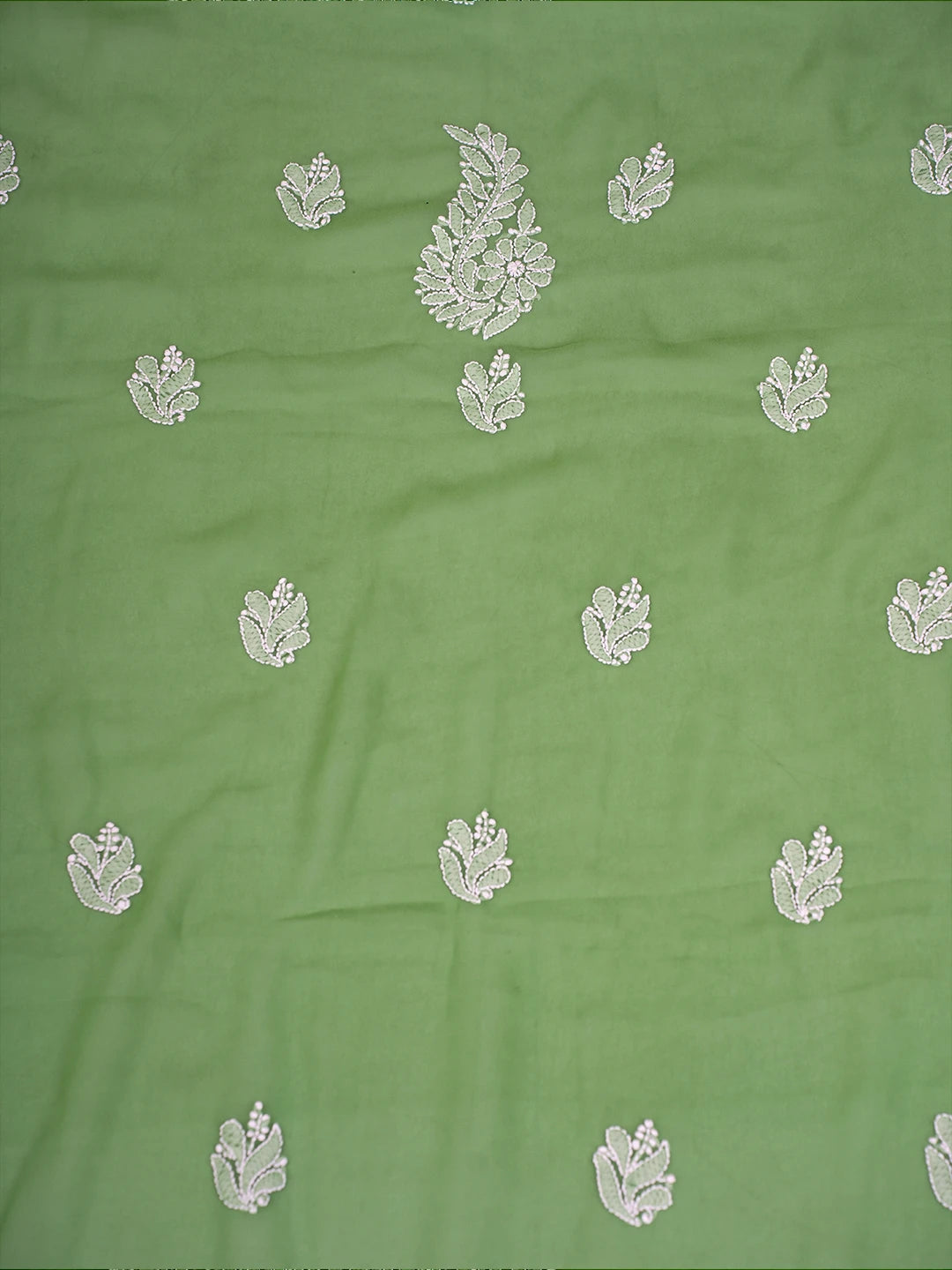 Ada Hand Embroidered Green Georgette Lucknowi Chikankari Unstitched Suit Piece A211295