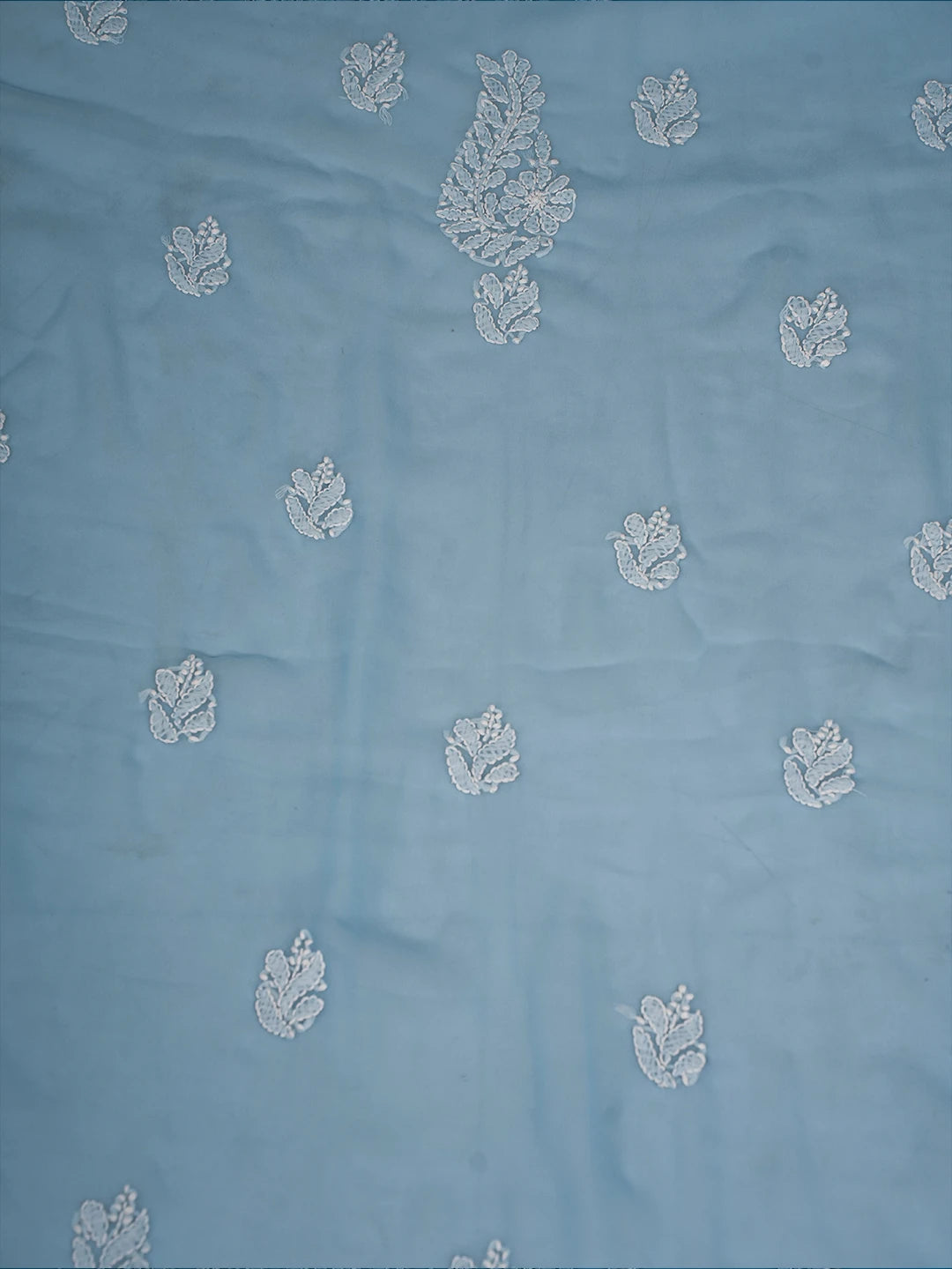Ada Hand Embroidered Powder Blue Georgette Lucknowi Chikankari Unstitched Suit Piece A211296