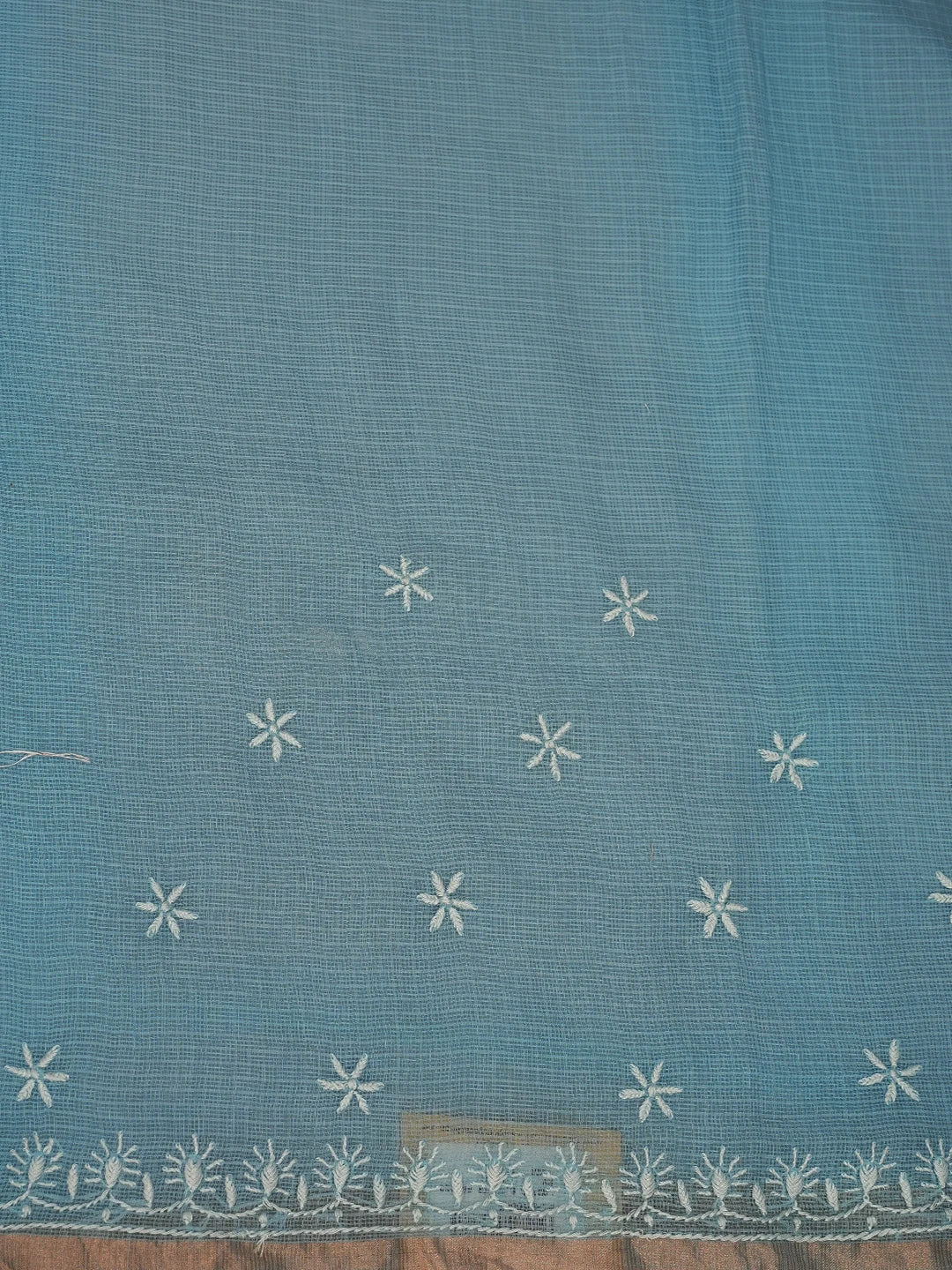 Ada Hand Embroidered Bric Blue Kota Lucknowi Chikankari Saree With Blouse 01A680850