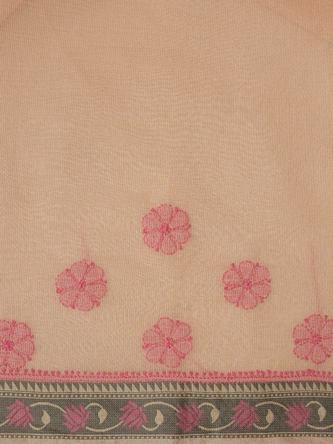 Ada Hand Embroidered Light Pink Chanderi Lucknowi Chikankari Saree and Blouse 01A718230