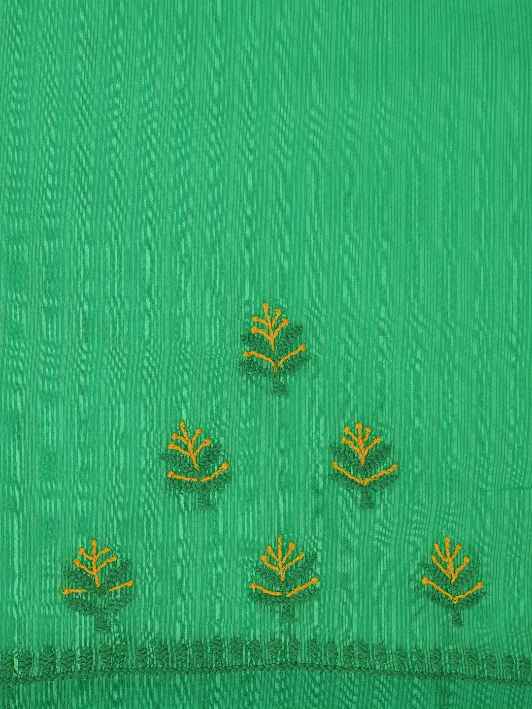 Ada Hand Embroidered Green Kota Chanderi Lucknowi Chikankari Saree and Blouse 01A717625