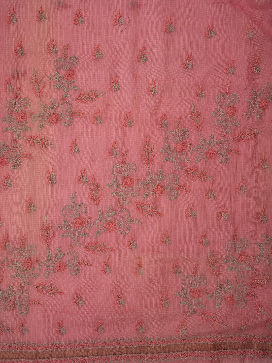 Ada Hand Embroidered Pink Kota Lucknowi Chikankari Saree and Blouse With Zari Work 01A696571