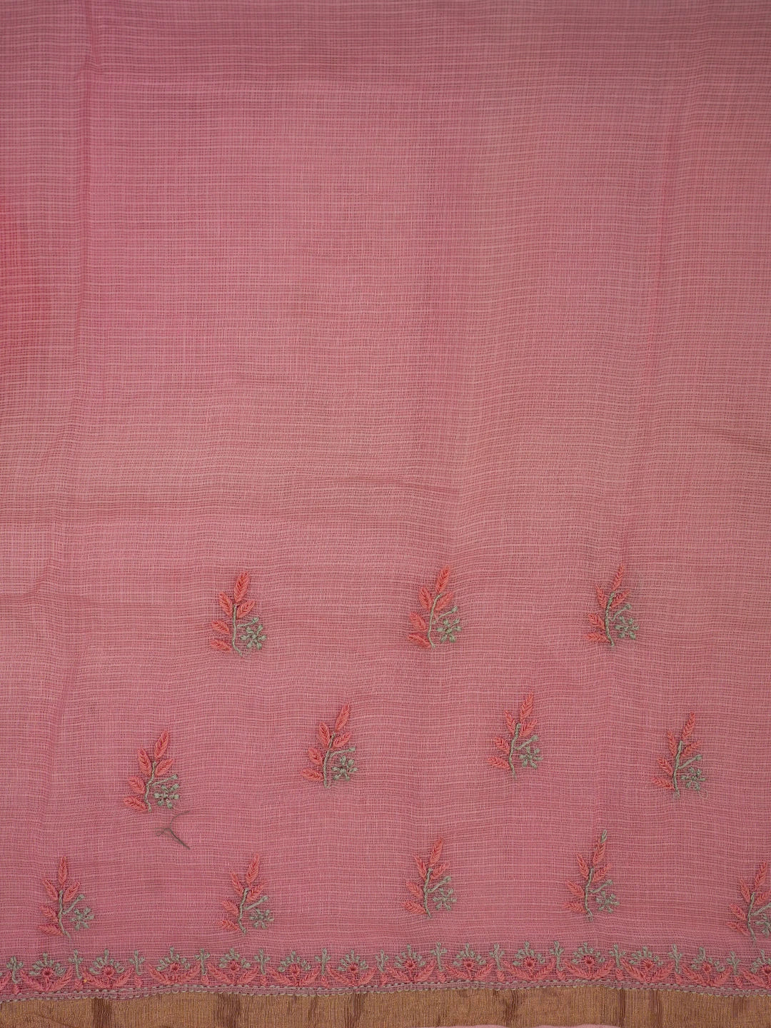 Ada Hand Embroidered Pink Kota Lucknowi Chikankari Saree and Blouse With Zari Work 01A696571