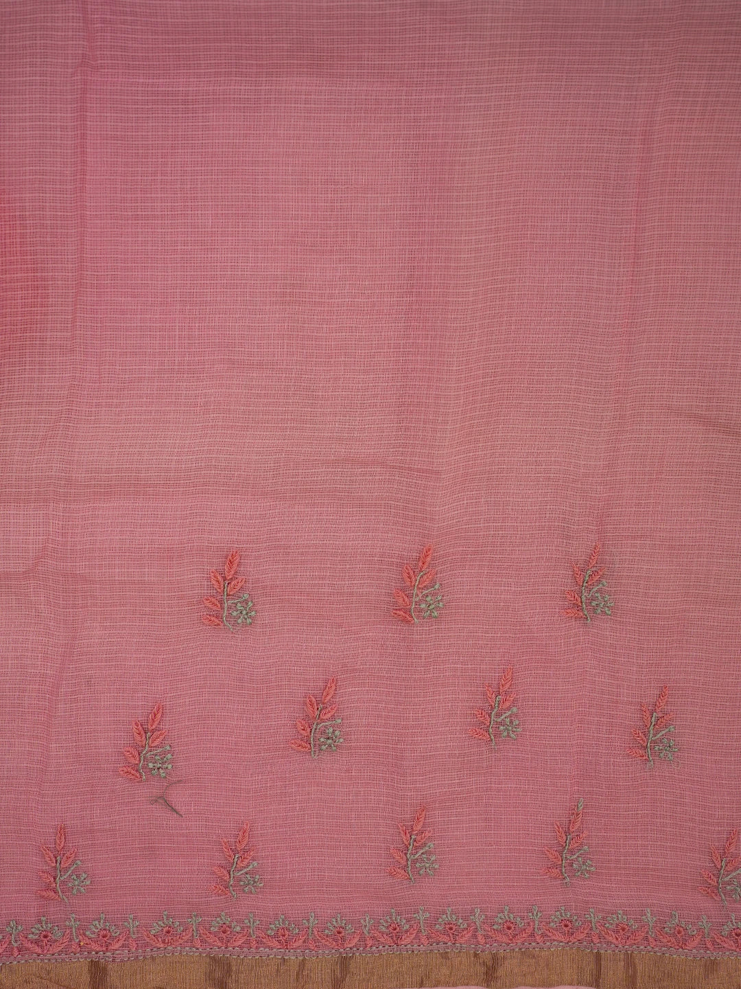 Ada Hand Embroidered Pink Kota Lucknowi Chikankari Saree and Blouse With Zari Work 01A696571