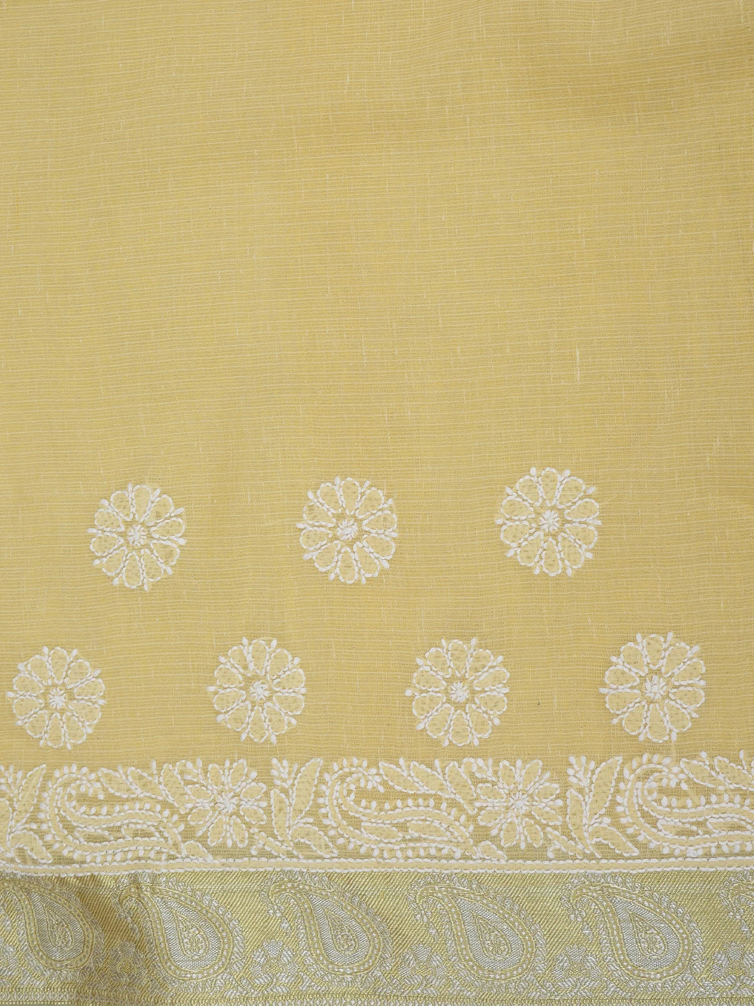 Ada Hand Embroidered Beige Chanderi Lucknowi Chikankari Saree and Blouse 01A719817