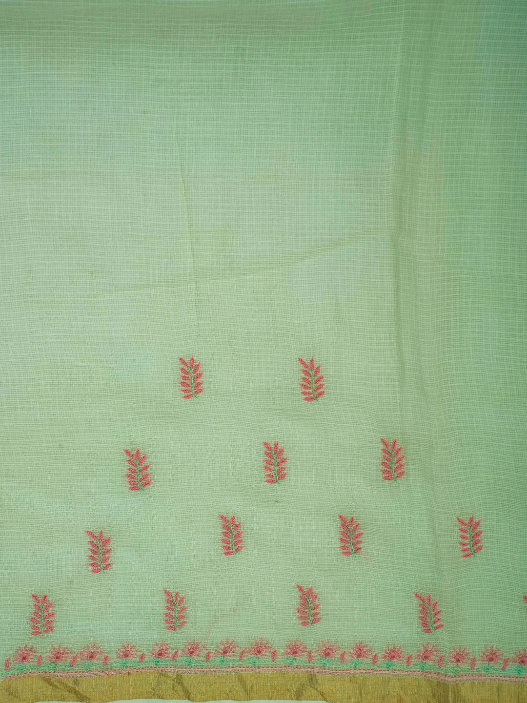 Ada Hand Embroidered Pista Green Kota Lucknowi Chikankari Saree and Blouse With Zari Work 01A708600