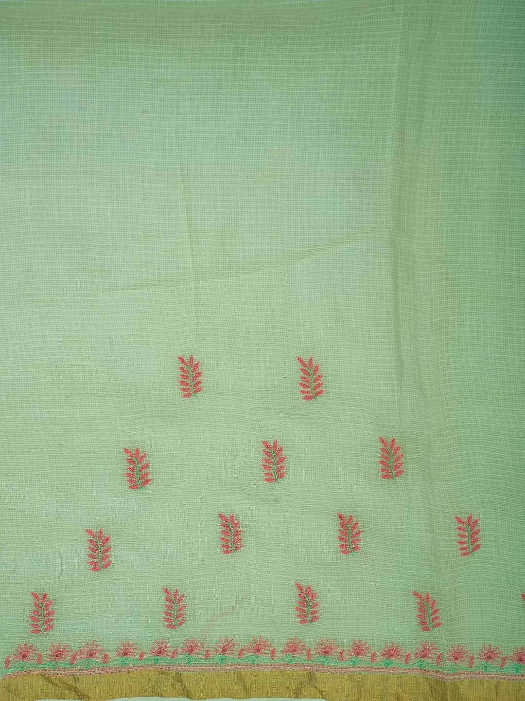 Ada Hand Embroidered Pista Green Kota Lucknowi Chikankari Saree and Blouse With Zari Work 01A708600