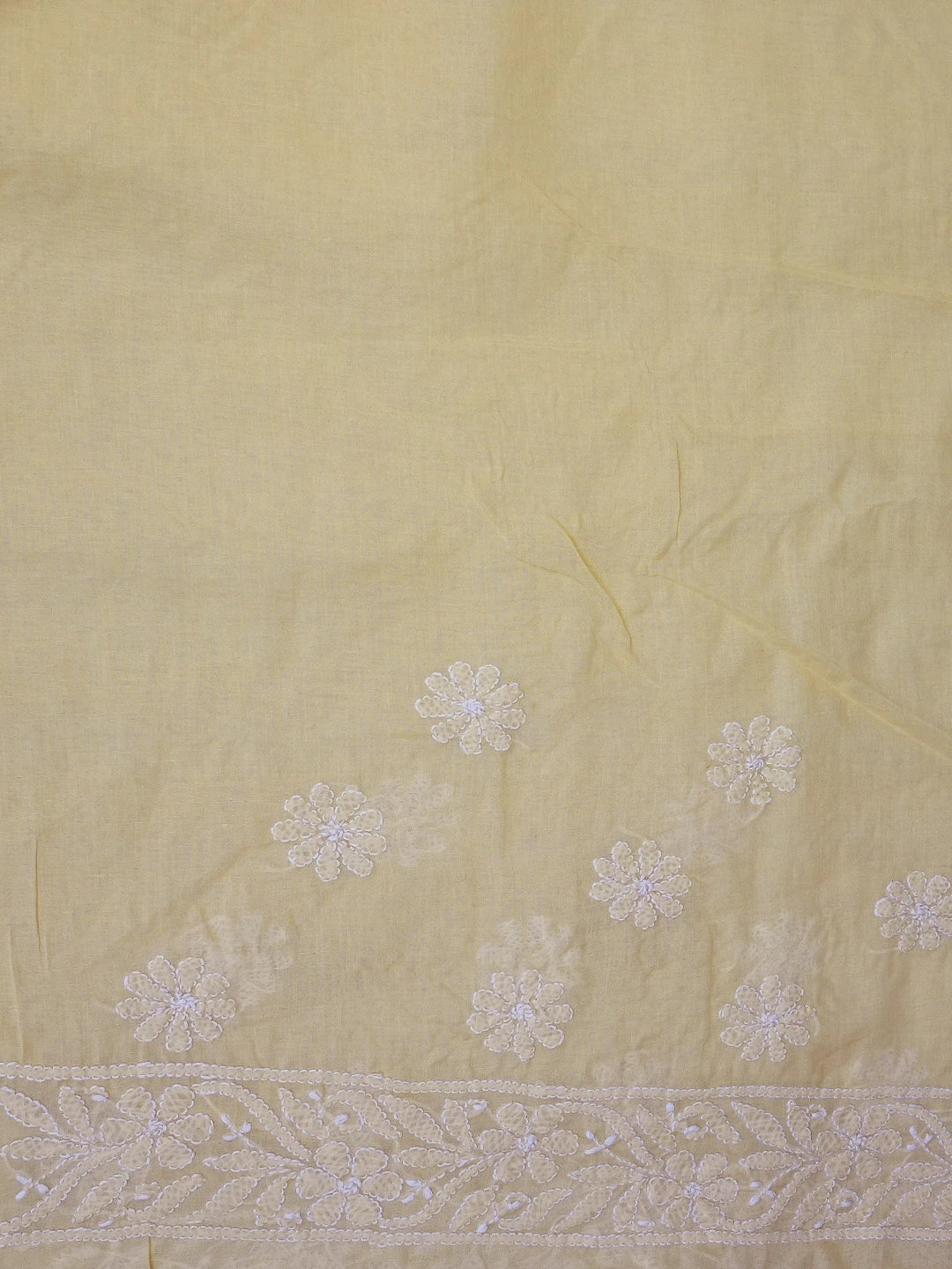 Ada Hand Embroidered Fawn Cotton Lucknowi Chikankari Saree and Blouse 01A720673