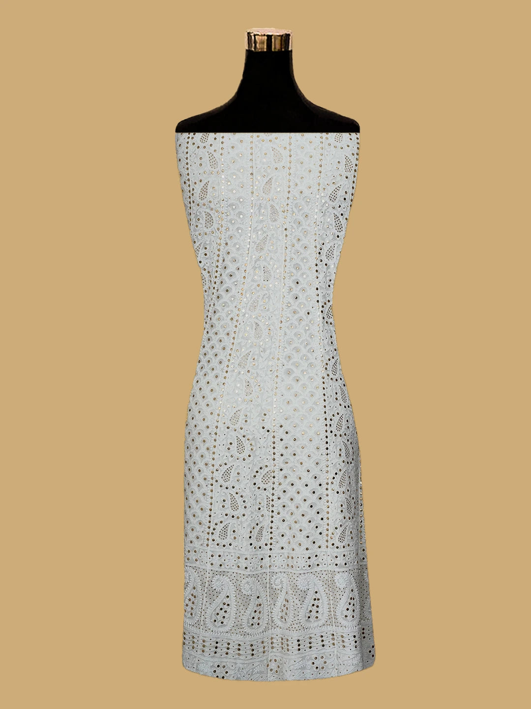 Ada Hand Embroidered White Viscose Georgette Lucknowi Chikankari Semi-Stitched Anarkali Kurta Dupatta Set With Mukaish Work 01A700028