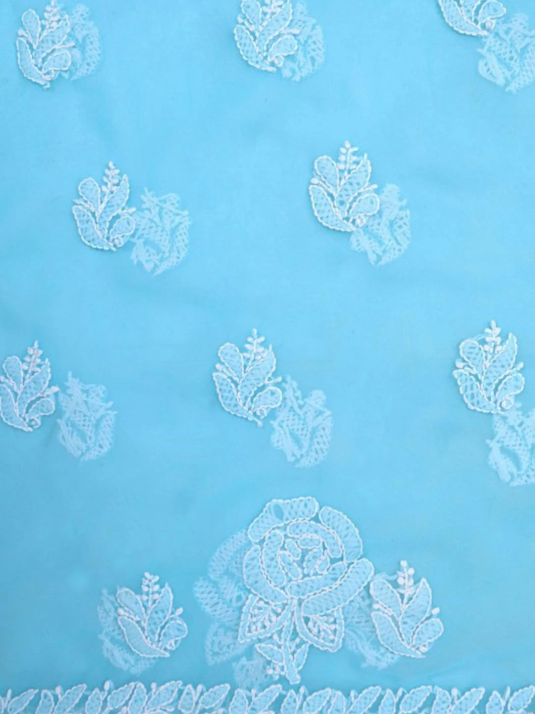 Ada Hand Embroidered Blue Georgette Lucknowi Chikankari Unstitched Suit Piece A211212