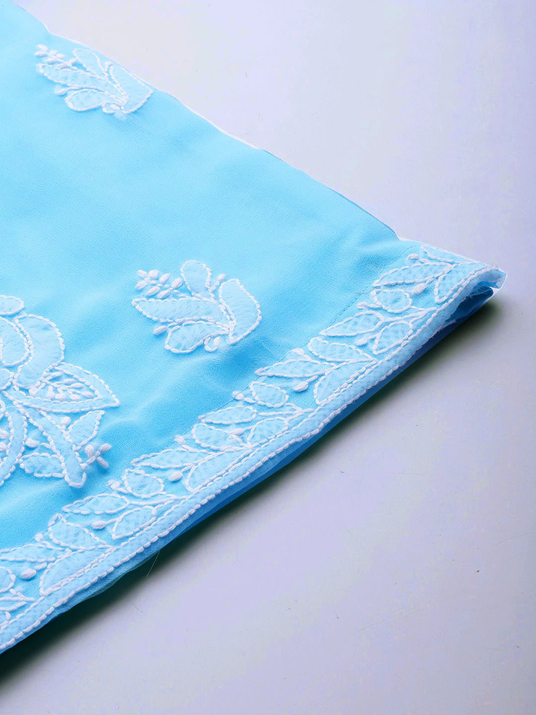 Ada Hand Embroidered Blue Georgette Lucknowi Chikankari Unstitched Suit Piece A211212