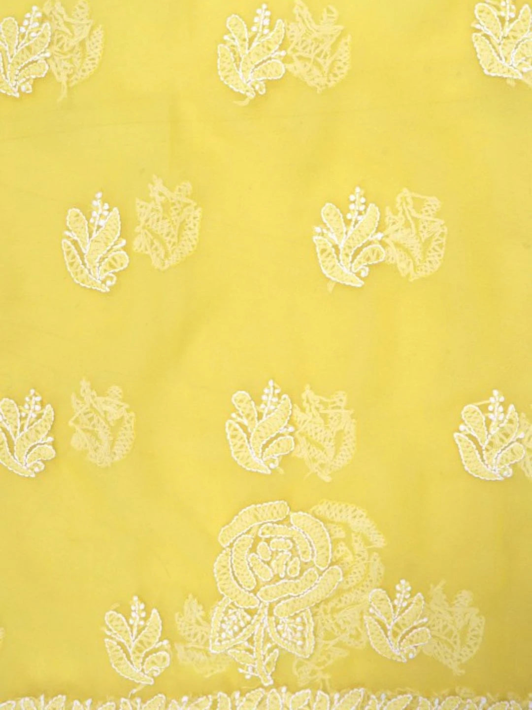 Ada Hand Embroidered Yellow Georgette Lucknowi Chikankari Unstitched Suit Piece A211213