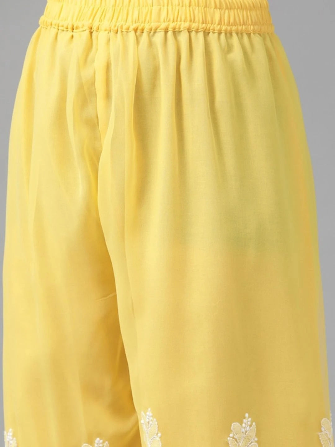 Ada Hand Embroidered Yellow Georgette Lucknowi Chikankari Unstitched Suit Piece A211213