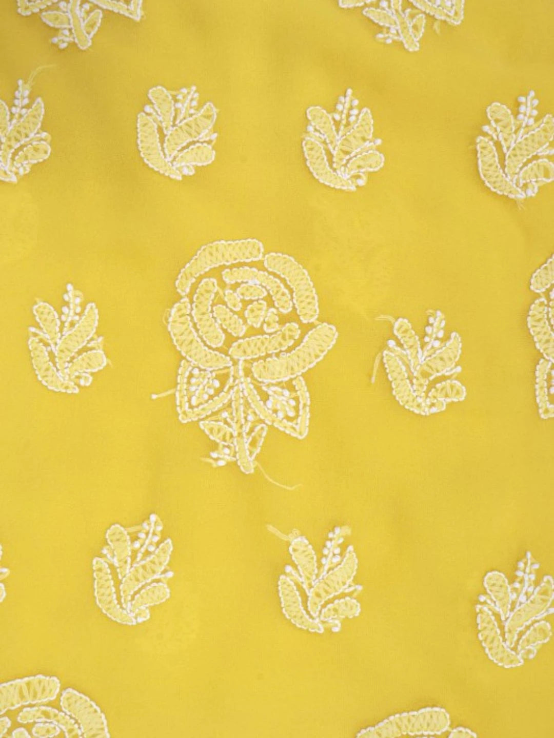 Ada Hand Embroidered Yellow Georgette Lucknowi Chikankari Unstitched Suit Piece A211213